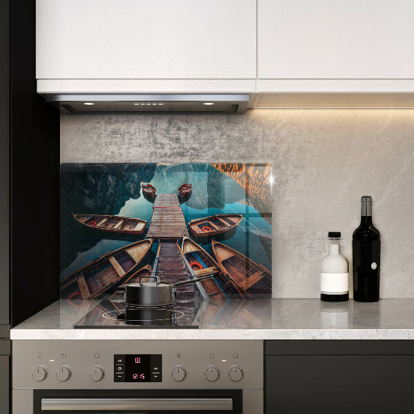 Zaščitna steklena plošča za štedilnik Čolni na jezeru