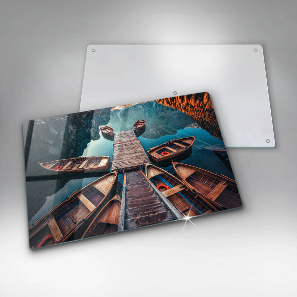 Zaščitna steklena plošča za štedilnik Čolni na jezeru