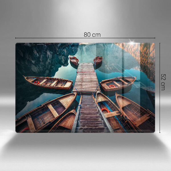 Zaščitna steklena plošča za štedilnik Čolni na jezeru