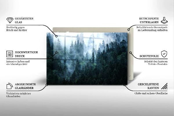 Zaščitna plošča za štedilnik Gozdno drevje in megla