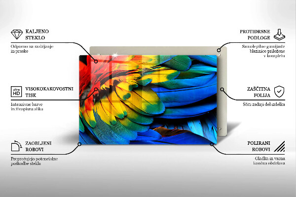 Zaščitna plošča za štedilnik Pisano perje papige
