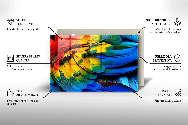 Zaščitna plošča za štedilnik Pisano perje papige
