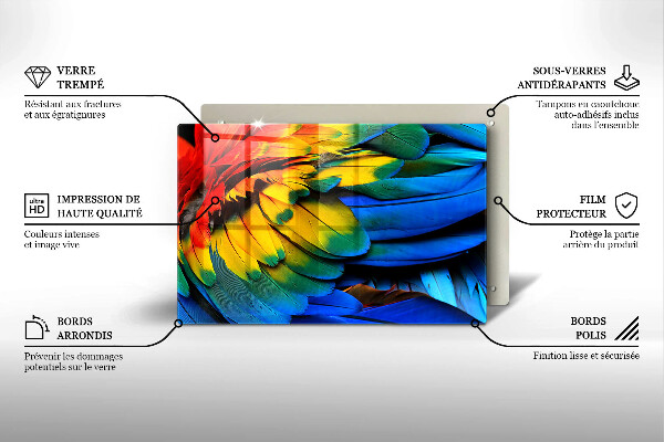 Zaščitna plošča za štedilnik Pisano perje papige