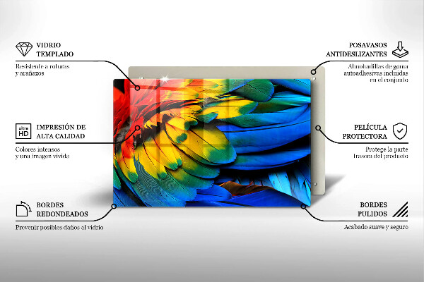 Zaščitna plošča za štedilnik Pisano perje papige