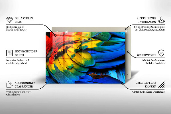 Zaščitna plošča za štedilnik Pisano perje papige