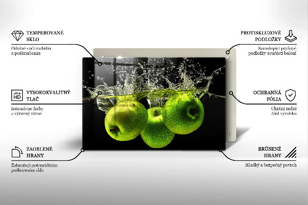 Zaščitna plošča za štedilnik Zelena jabolka in voda