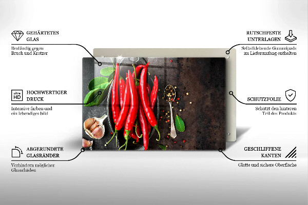 Zaščitna plošča za štedilnik Rdeča čili paprika