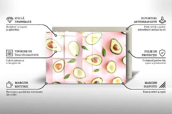 Zaščitna steklena plošča za štedilnik Vzorec avokada