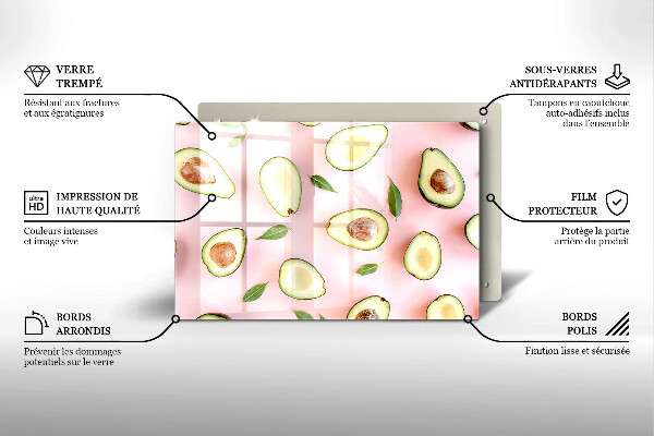Zaščitna steklena plošča za štedilnik Vzorec avokada