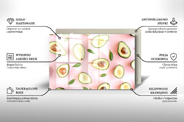 Zaščitna steklena plošča za štedilnik Vzorec avokada