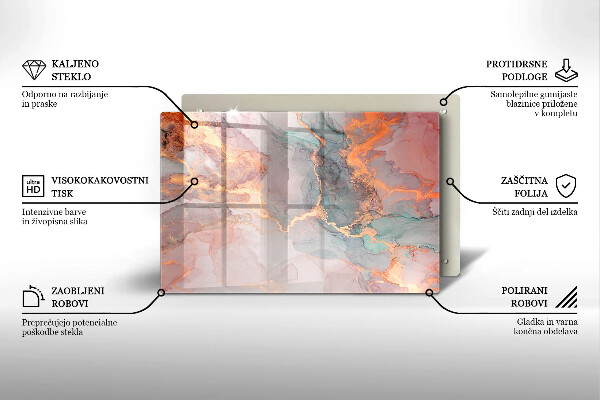 Zaščitna plošča za štedilnik Marmor z zlatom