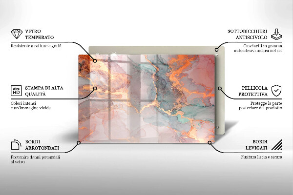 Zaščitna plošča za štedilnik Marmor z zlatom