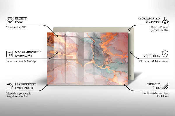 Zaščitna plošča za štedilnik Marmor z zlatom