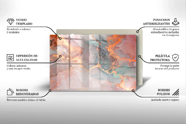 Zaščitna plošča za štedilnik Marmor z zlatom
