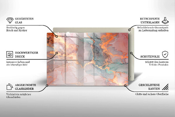Zaščitna plošča za štedilnik Marmor z zlatom
