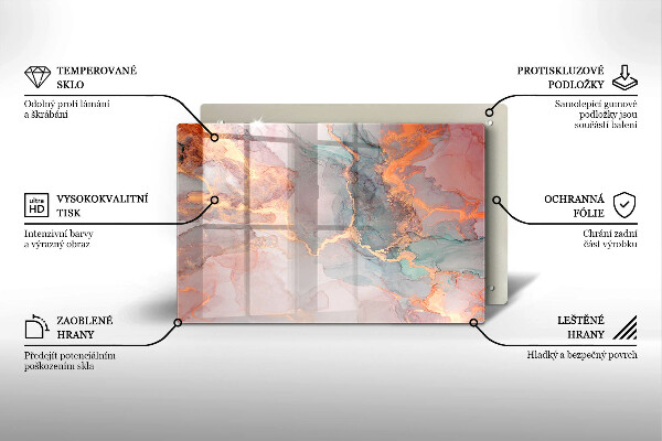 Zaščitna plošča za štedilnik Marmor z zlatom