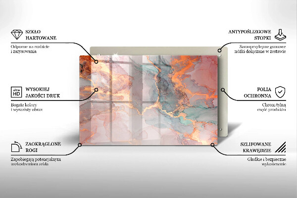 Zaščitna plošča za štedilnik Marmor z zlatom