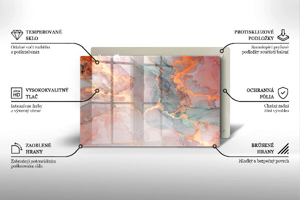 Zaščitna plošča za štedilnik Marmor z zlatom