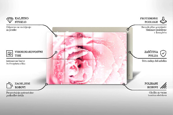 Zaščitna plošča za štedilnik Rosne kapljice in cvet vrtnice