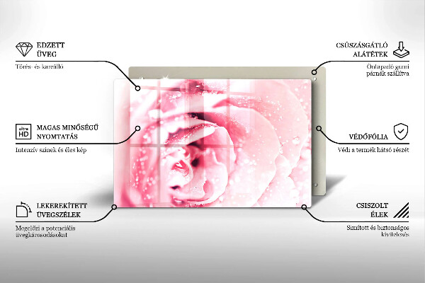 Zaščitna plošča za štedilnik Rosne kapljice in cvet vrtnice
