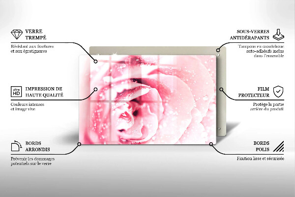 Zaščitna plošča za štedilnik Rosne kapljice in cvet vrtnice