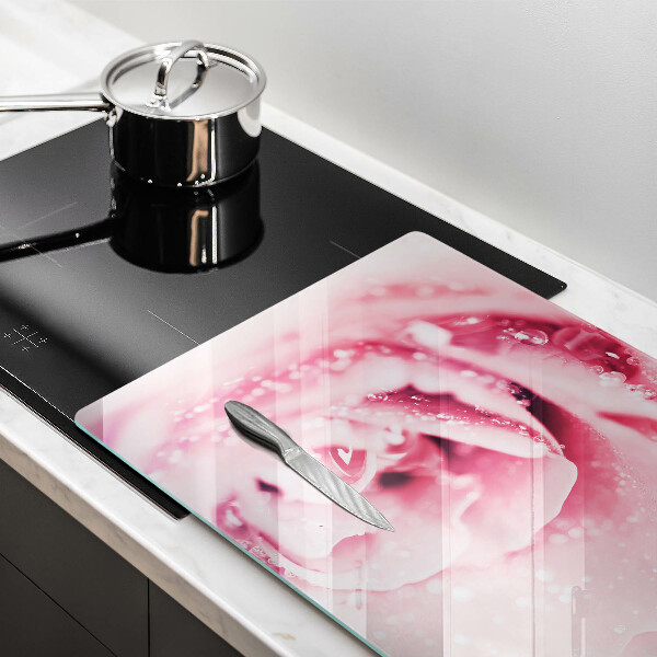 Zaščitna plošča za štedilnik Rosne kapljice in cvet vrtnice