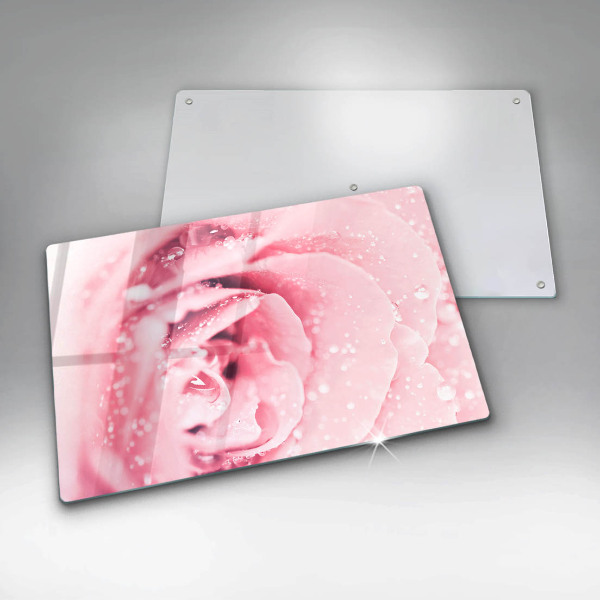 Zaščitna plošča za štedilnik Rosne kapljice in cvet vrtnice