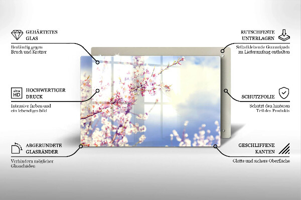 Zaščitna plošča za štedilnik Cvetoče drevo