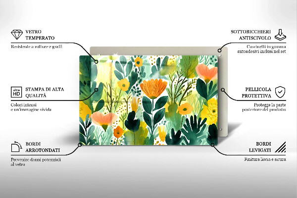 Zaščitna plošča za štedilnik Poslikane rože