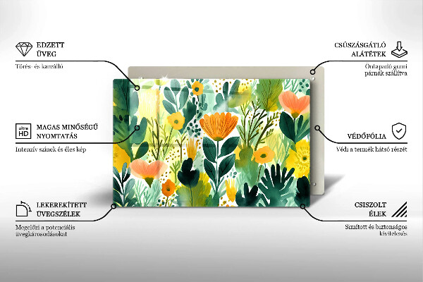 Zaščitna plošča za štedilnik Poslikane rože
