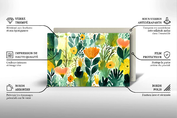 Zaščitna plošča za štedilnik Poslikane rože