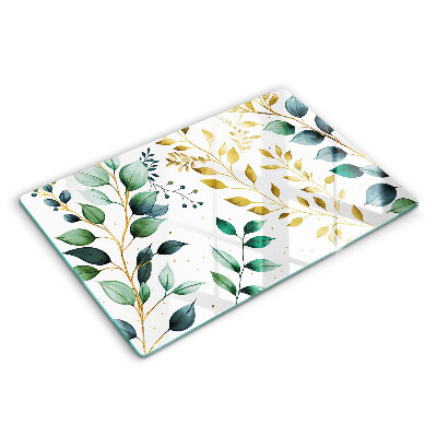 Zaščitna plošča za štedilnik Zeleni in zlati listi