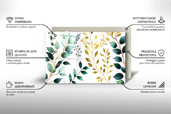 Zaščitna plošča za štedilnik Zeleni in zlati listi