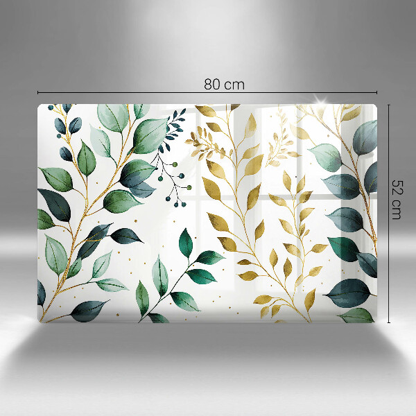 Zaščitna plošča za štedilnik Zeleni in zlati listi