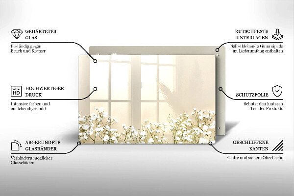 Zaščitna plošča za štedilnik Boho rože iz mavca