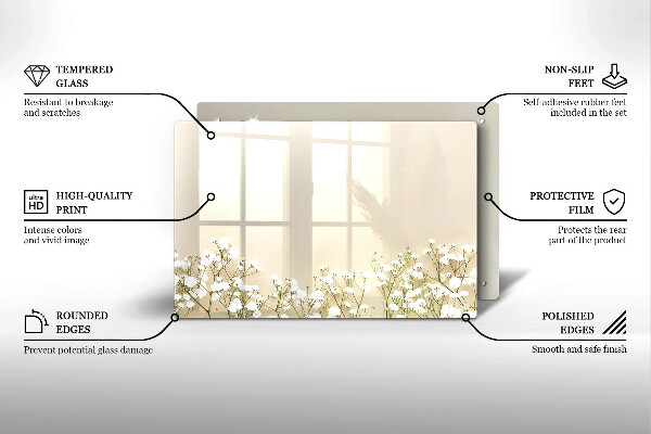 Zaščitna plošča za štedilnik Boho rože iz mavca