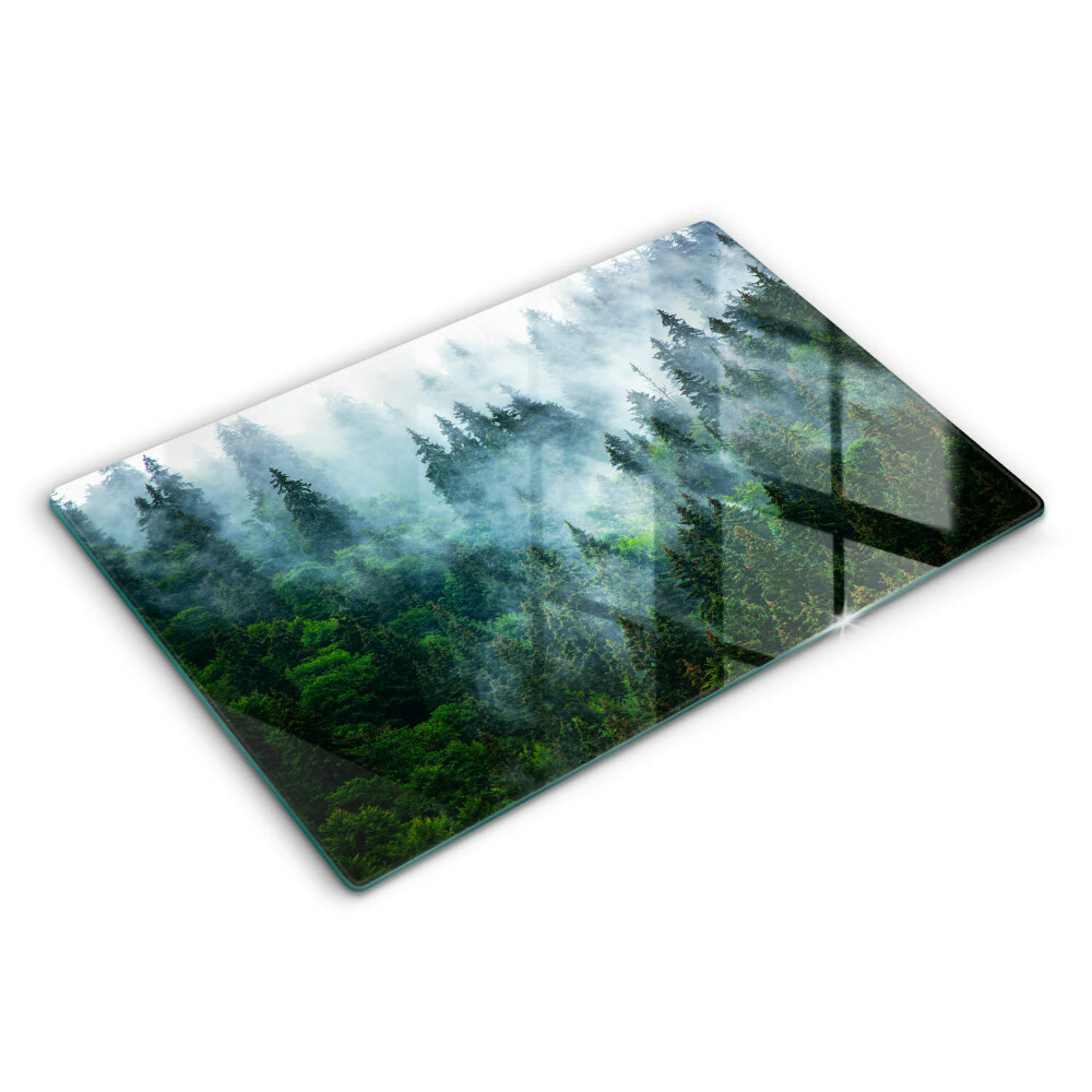 Zaščitna steklena plošča za štedilnik Gozd v megli