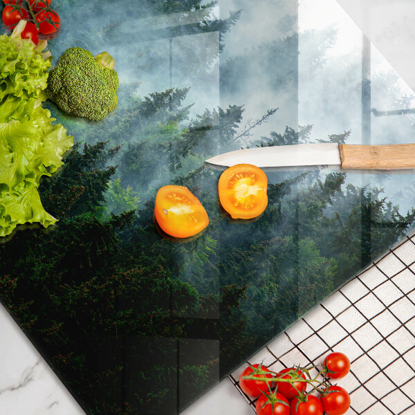 Zaščitna steklena plošča za štedilnik Gozd v megli