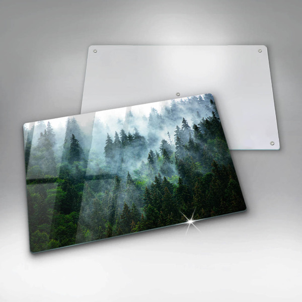 Zaščitna steklena plošča za štedilnik Gozd v megli