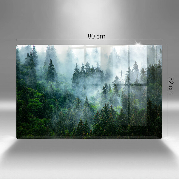 Zaščitna steklena plošča za štedilnik Gozd v megli