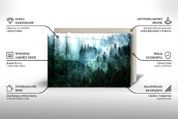Zaščitna steklena plošča za štedilnik Gozd v megli