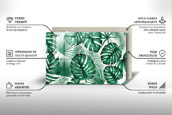 Zaščitna steklena plošča za štedilnik Listi monstere