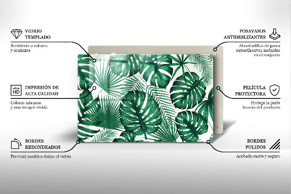 Zaščitna steklena plošča za štedilnik Listi monstere