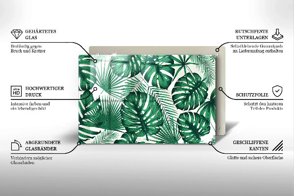 Zaščitna steklena plošča za štedilnik Listi monstere