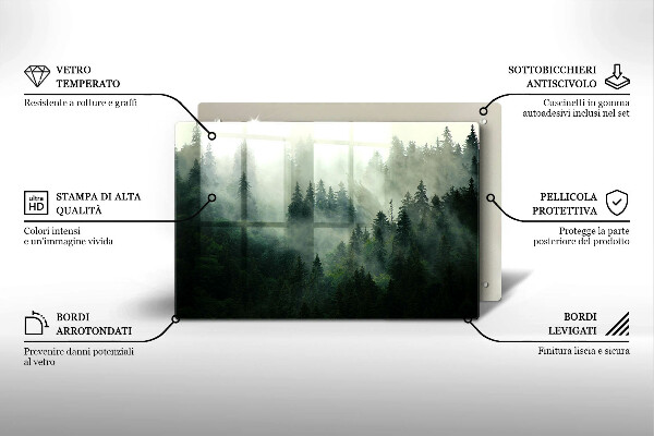 Zaščitna steklena plošča za štedilnik Meglena gozdna pokrajina