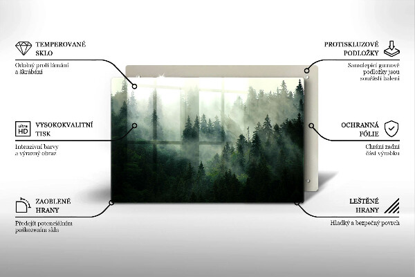 Zaščitna steklena plošča za štedilnik Meglena gozdna pokrajina