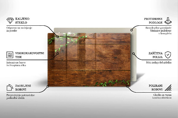 Zaščitna plošča za štedilnik Lesene deske in listi