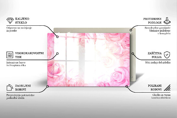 Zaščitna plošča za štedilnik Ozadje z nežnimi vrtnicami