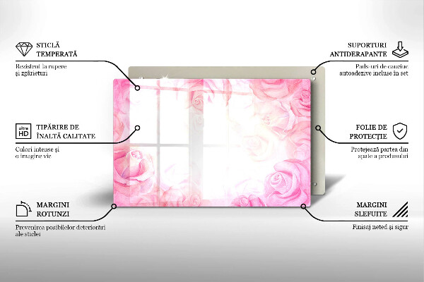 Zaščitna plošča za štedilnik Ozadje z nežnimi vrtnicami
