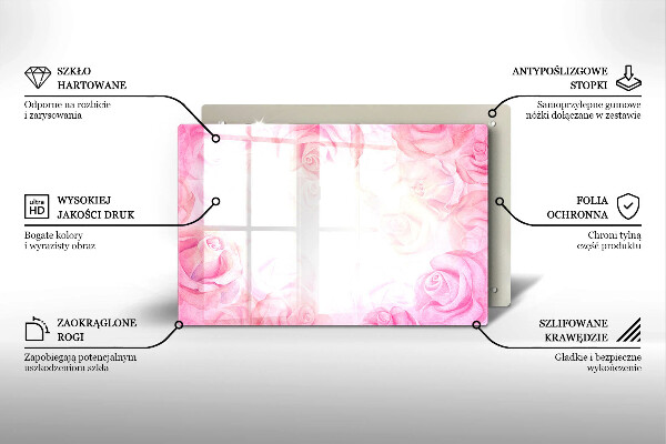 Zaščitna plošča za štedilnik Ozadje z nežnimi vrtnicami